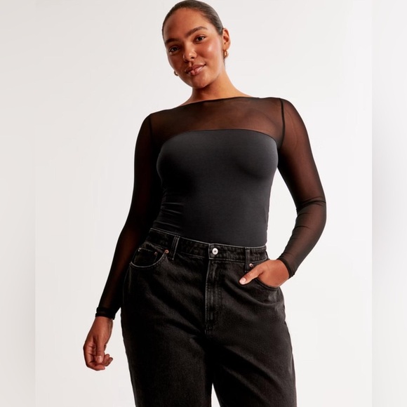 Abercrombie & Fitch Tops - Abercrombie & Fitch Long-Sleeve Mesh Slash Bodysuit, Large